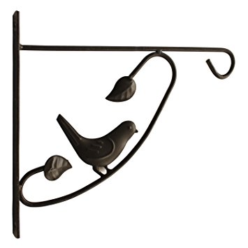 Amagabeli 12" X 10" Black Wrought Iron Garden Bracket - Wall Hook for Hanging Flower Pot Planter Hook Hanger for Wind Chime Bird Feeder Pole Lantern Hanger Hanging Planter Wall Bracket Plant Stand