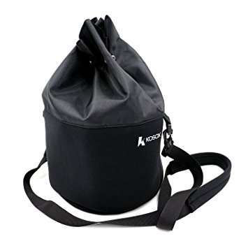Drawstring Lunch Tote, KOSOX Thermal Insulation Bucket-Shaped Lunch Bag with Shoulder Strap, Separated Double Layers with Drawstring