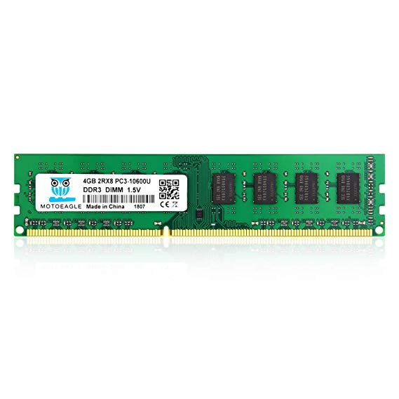 Motoeagle DDR3 Ram 4GB Desktop Memory Kit, 1333MHz PC3-10600 ECC Unbuffered 1.5V CL9 2RX8 Dual Rank UDIMM Computer Memory Module Upgrade Chips