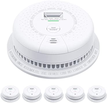 X-Sense SD01 Escape Light Smoke Alarm Detector, 10-Year Lithium Battery Fire Alarm with LED Indicator & Silence Button, Compliant with UL 217 Standard, 6-Pack