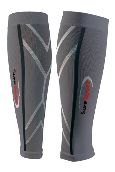 SureSport® Men's and Women's True Graduated Calf Compression Sleeves - 18-25 mmHg Medical Grade (Medium, Grey) Great for Shin Splints - Ideal uses include Crossfit, Basketball, Running, Baseball, Walking, Cycling, Training and Travel - Increases Circulation - Help Speed Recovery