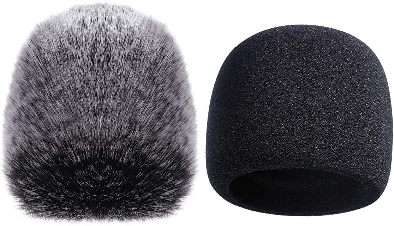 Mic Cover Foam Microphone Windscreen with Furry Windscreen Muff for Blue Yeti, Yeti Pro Condenser Microphone (2 Pack)