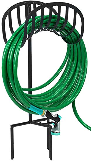 Sorbus Manger Holder Stand for Garden, Lawn, Yard, Decorative Water Storage with Ground Stakes, Holds 125-Feet of 5/8-Inch Hose