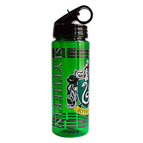 Silver Buffalo HP0664 Warner Brothers Harry Potter Movie 1-8 Slytherin Crest with Dashes Tritan Water Bottle, 20-Ounces