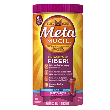 Metamucil Multi-Health Fiber by Meta, Berry Smooth Sugar Free 114 Teaspoons 23.3 Oz