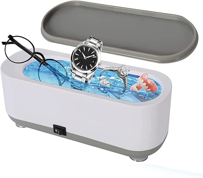 Hiware Ultrasonic Jewelry Cleaner Portable Professional Mini Household Ultrasonic Cleaning Machine for Jewelry, Eyeglasses, Watches, Rings, Retainer, Reusable Glass Drinking (Assorted)