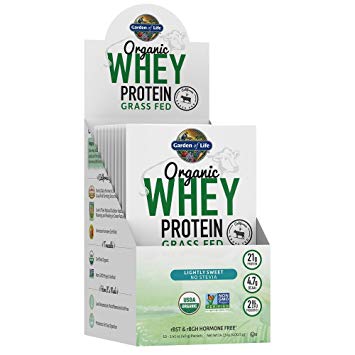 Garden of Life Protein Powder - Organic Whey Protein Powder, Grass Fed, Lightly Sweetened, 10 Count Tray