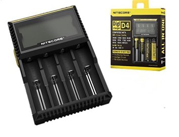 Nitecore D4 Charger Rechargeable Batteries Integrated LCD Panel Clearly Displays Charging Capable,Black