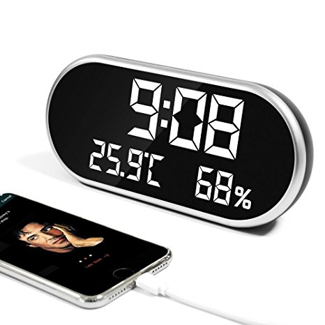 SEMIER Time Setting LED Digital Alarm Clock with Temperature , Dual USB Port for Phone Charger