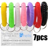 Shells 7PCS Colorful Soft Highly Spring Spiral Coil Wrist Band Key Ring Chain