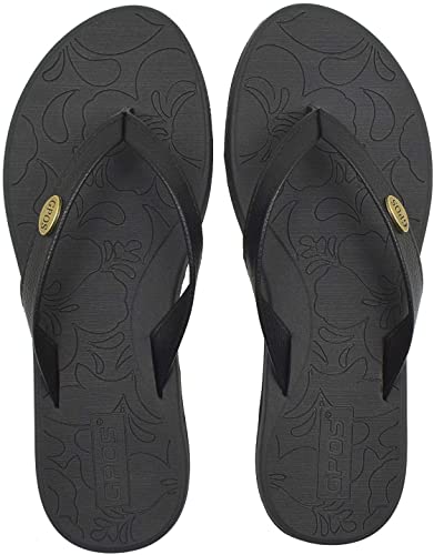 GPOS Womens Yoga Mat Flip Flops Comfortable Beach Leather Strap Thongs Sandals with Lightweight EVA Sole