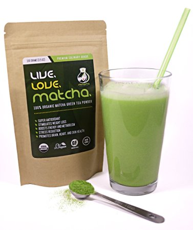 Matcha Green Tea Powder 100% USDA Organic, All Natural, Premium Culinary Grade Antioxidant 100 grams (3.5 oz)