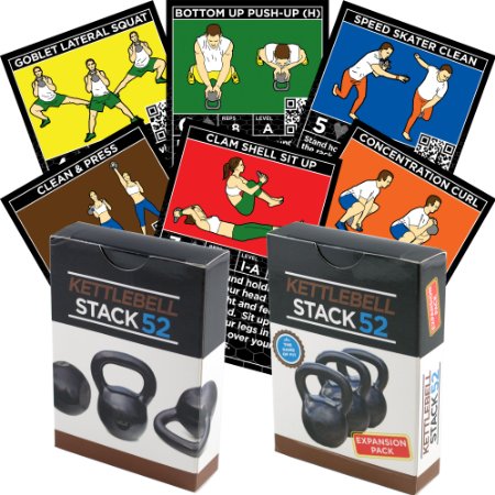 Kettlebell Exercise Cards by Strength Stack 52 Kettlebell Workout Playing Card Game Video Instructions Included Learn Kettle Bell Moves and Conditioning Drills Home Fitness Training Program