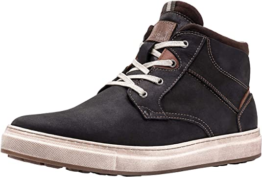 Affinity Men's Leather Winter Chukka Sneakers with Fur Lining Black