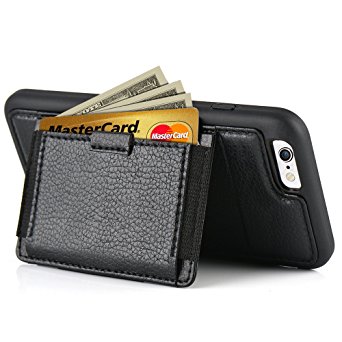 iPhone 6 Plus / 6s Plus Wallet Case, ZVE Kickstand Protective leather wallet case with Credit Card Pockets & ID Card Slot Holder, Card Case cover For Apple iPhone 6 Plus / 6S Plus 5.5inch Dark Black