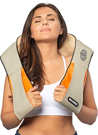 Shiatsu Neck and Shoulder Massager with Heat Function for Relieving Pain, Muscle Sores, Stiffness, and Stress, Deep Kneading Massage Therapy Pillow for Neck, Back, Shoulder, Legs, Foot; (Beige)