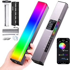 NEEWER RGB LED Video Light Stick, Touch Bar&APP Control, Magnetic Handheld Photography Lighting Wand, Dimmable 3200K~5600K CRI98  Full Color LED Light with 6400mAh Battery, 17 Scenes, RGB1 (Rose Gold)