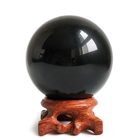 Natural Black Obsidian Sphere Large Magic Clear Crystal Ball Healing Stone Home Decor Dia. 80mm