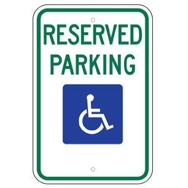 Federal Handicap Parking Sign (R7-8) 12"x18" 080 Aluminum