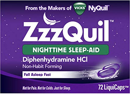 ZzzQuil Nighttime Sleep Aid, Non-Habit Forming, Fall Asleep Fast and Wake Refreshed, 72 Count LiquiCaps