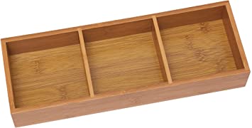 Lipper International 3-Compartment Organizer Tray, Bamboo, Brown