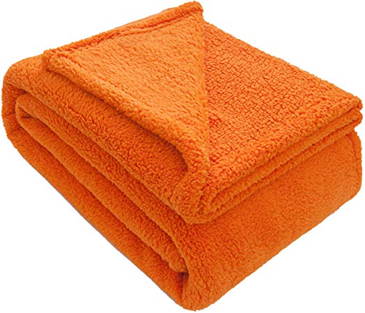 NTBAY Fluffy Velvet Throw, Super Soft Warm Faux Fur Blanket, 51"x 67", Orange