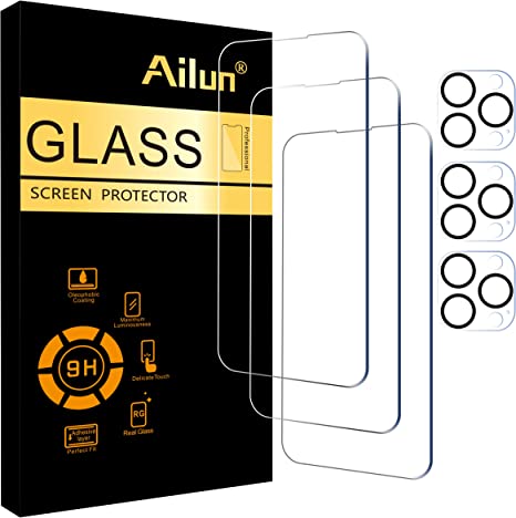 Ailun 3 Pack Screen Protector Compatible for iPhone 14 Pro[6.1 inch]   3 Pack Camera Lens Protector,Sensor Protection,Dynamic Island Compatible,Case Friendly Tempered Glass Film,[9H Hardness] - HD