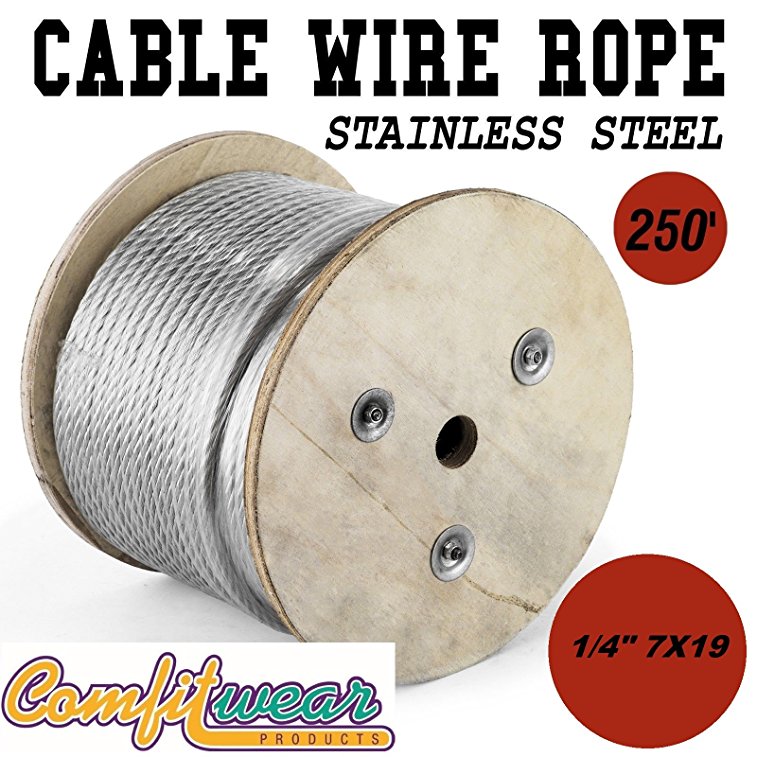 Galvanized Steel Aircraft Cable Wire 7x19 1/4" x 250'