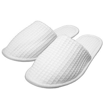 Spa & Hotel Waffle Closed Toe Slippers,Men and Women,White