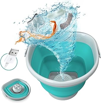 Mini Washing Machine, 10L Foldable Laundry Tub Portable, Ultrasonic Turbine Washer by USB Powered, Compact Baby Clothes Washer for Home Travel Apartments Dorms Socks Underwear Bra