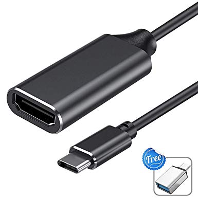 USB C to HDMI Adapter Cable, 4K@60Hz USB 3.1 Type C to HDMI Cable Dongle Compatible with MacBook Pro 2019/2018/2017, Samsung S9/S8, Surface Book, Dell XPS, Pixelbook and More USB C Devices- Black