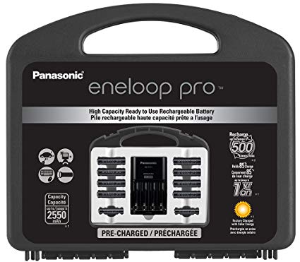 Panasonic K-KJ17KHC82A eneloop pro High Capacity Power Pack, 8AA, 2AAA, with Advanced Individual Battery Charger and Plastic Storage Case
