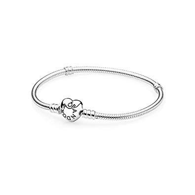 PANDORA Moments Silver Charm Bracelet with Heart Clasp 590719