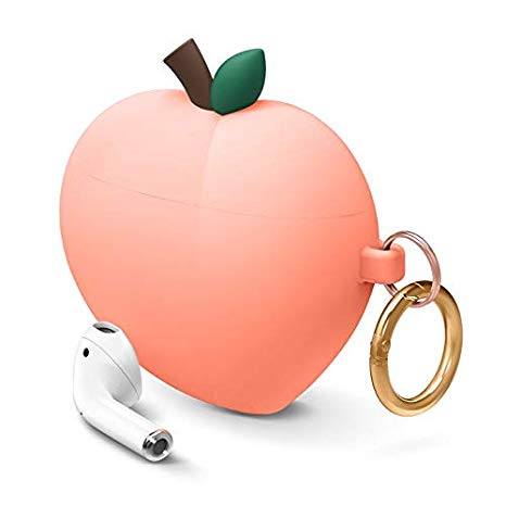 elago Peach AirPods Case Cover Compatible with Apple AirPods Case, 3D Cute Design Case Cover with Keychain for Apple AirPods Case (Peach)