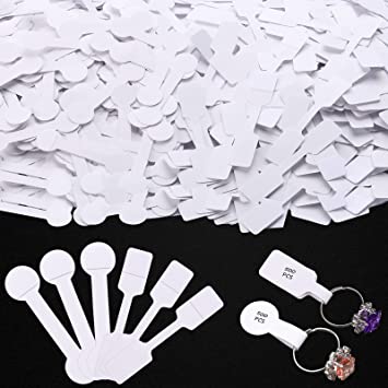 Blank Jewelry Price Tags Stickers White Jewelry Tags Self Adhesive Short White Blank Dumbbell, Barbell Label for Necklace Earring Price Identify Label (1000 Pieces)