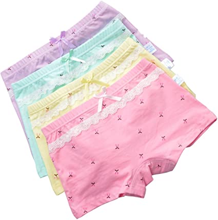 Feelingwear Toddler Girls' Lace Cotton Boyshort Underwear Cherry Pattern Princess Panties