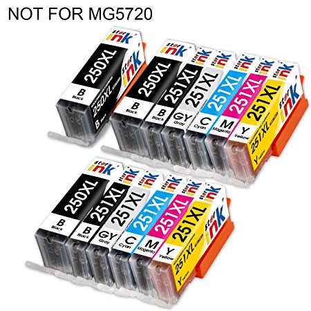 Starink Compatible Ink Cartridge Replacement for Canon PGI-250XL CLI-251XL (3 Large Black, 2 Small Black, 2 Cyan, 2 Yellow, 2 Magenta, 2 Gray, 13-Pack)