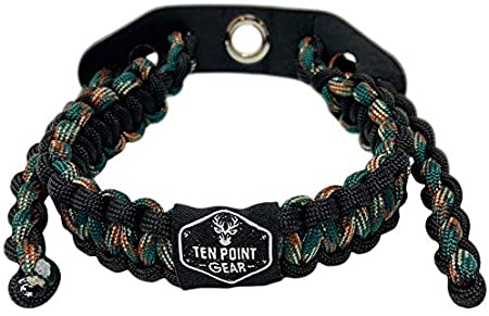 Ten Point Gear Bow Archery Wrist Sling 550 Paracord - Survival Hunting Shooting - 100% Full Grain Leather with Metal Grommet (Multiple Camo Options)