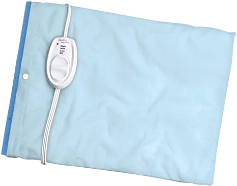 Sunbeam Heating Pad for Pain Relief | Standard Size UltraHeat, 3 Heat Settings with Moist Heat| Light Blue, 12-Inch x 15-Inch