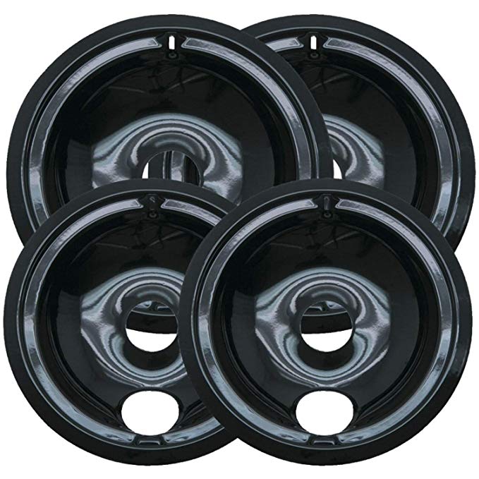 GE/Hotpoint Drip Pans 4-pc. Set - Black (2 Large/ 2 Small)