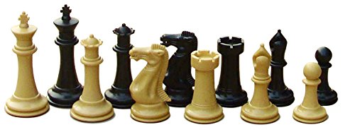 Quadruple Heavy Weight Chess Game Set for Schools, Clubs and Tournaments - 34 Natural/Black Pieces (2 Extra Queens), 4" Tall King, 20" x 20" Black Vinyl Roll-Up Board and How to Play Chess E-Book