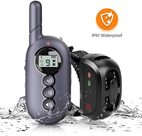 Ribivaul Dog Training Collar Remote & Safe Lock Outdoor Waterproof 3 Modes Beep Vibration & Static Shock with LED Light,Rechargeable E-Collar for Small Medium Large Dogs 1600Ft Range