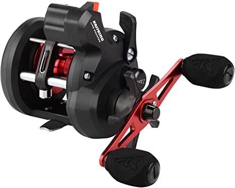 KastKing ReKon Line Counter Trolling Fishing Reel, Round Conventional Baitcasting Reel, Graphite Body, Durable Stainless-Steel and Brass Gears, Large Line Capacity, Powerful Carbon Disc Drag