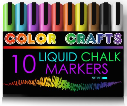 Amazing Liquid Chalk Markers - Genuine Artist Quality - Ultimate 10 Color Marker Paint Pen Set - Good For Kids, Adults, Art, Windows, Glass, Menus, Bistros, Boards - 6mm Reversible Tip -100% Guarantee