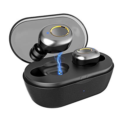 JIALEBI True Wireless Bluetooth 5.0 Headphones with Dual-tone Patent Waterproof Sports Noise Cancelling Earbuds with Mic and Charging Case