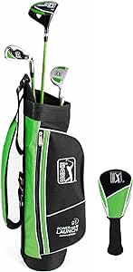 PGA Tour G1 Series Kids Green Golf Club Set with 3 Clubs, Golf Bag & 5 Total Pieces | Golf Clubs and Sets for Heights 3'6" - 4'1" | Complete Golf Club Sets | Young Men & Women Golf Clubs Ages 3-5