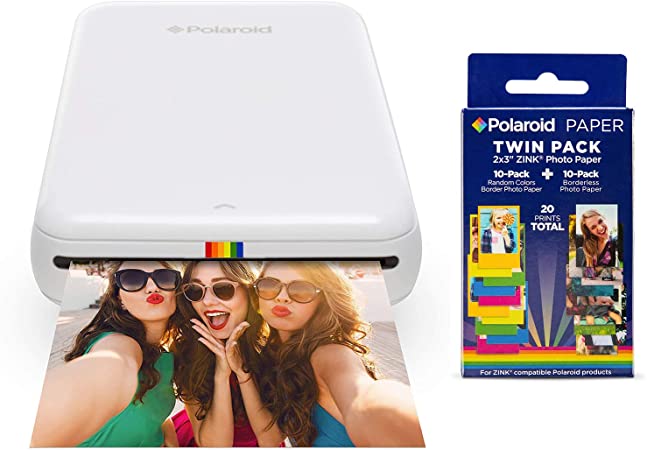 Polaroid Zip Wireless Mobile Photo Mini Printer (White) w/ 20 Twin Pack Zink 2x3 Photo Paper