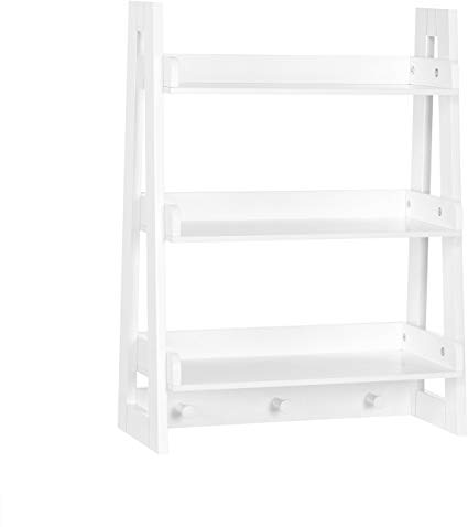 RiverRidge Amery Collection Wall Shelf with Hooks, White