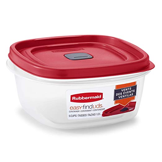 Rubbermaid 2030353 Easy Find Vented Lid Food Storage Containers, 5-Cup