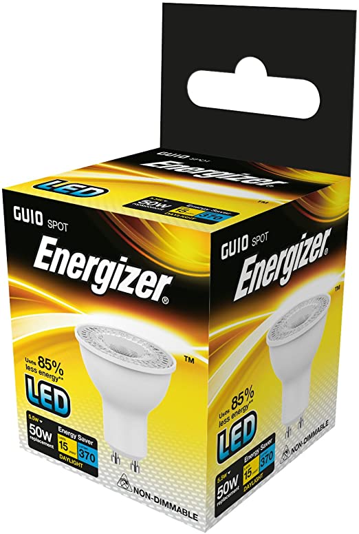 Energizer GU10 LED Energy Saving Lightbulb (370 Lumen) Daylight, 5 W